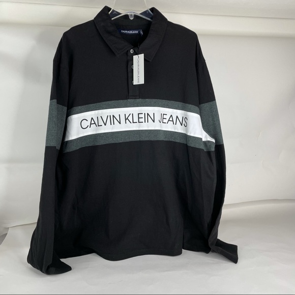 Calvin Klein Colorblocked Black Polo Shirt XXL - Picture 4 of 12